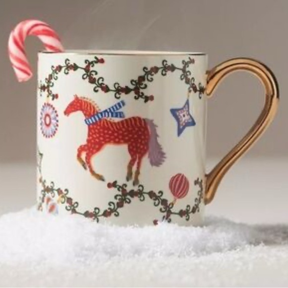 Brand New Anthropologie Juniper Holiday Stoneware Gold Detail Coffee Tea Mug - Picture 3 of 8